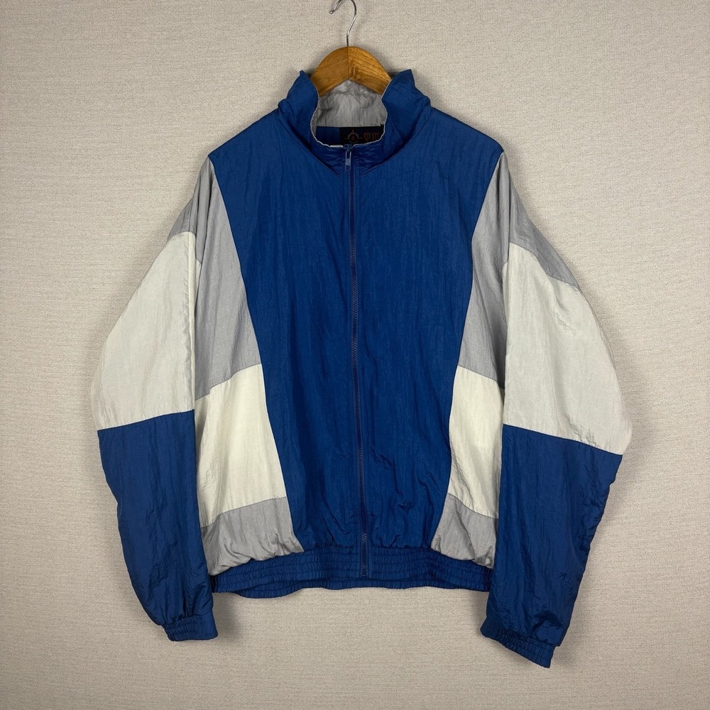 Vtg 90s Tracksuit Mens L SET Full Zip Jacket Pants Blue Blokecore Streetwear - Picture 2 of 16